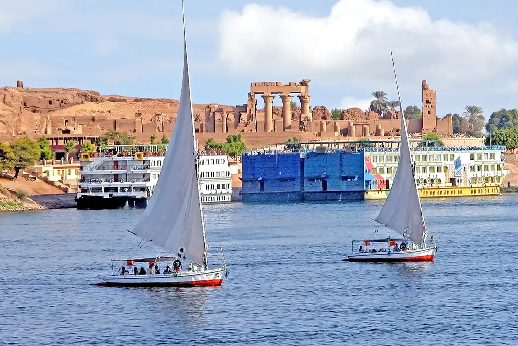Feluccas sailing on the Nile at Aswan