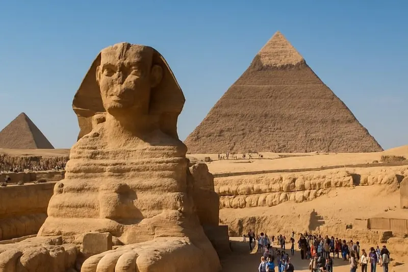 The Great Sphinx and the Pyramid of Khafre at Giza