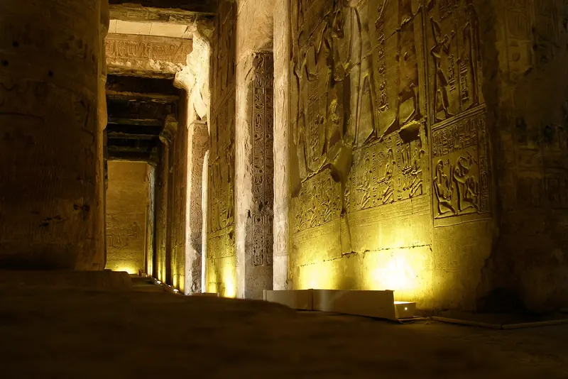 Inside the temple of Seti I at Abydos