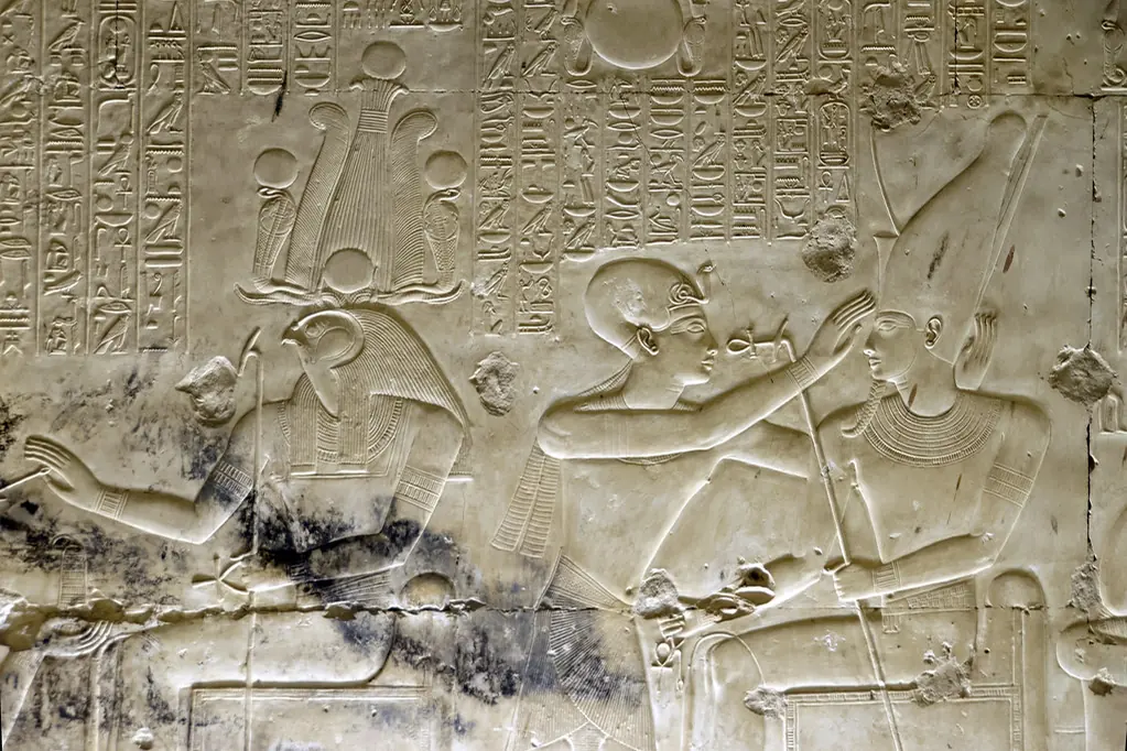 Carved reliefs in the temple of Seti I at Abydos