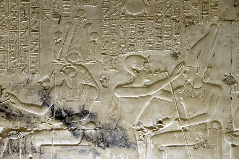 Carved reliefs in the temple of Seti I at Abydos