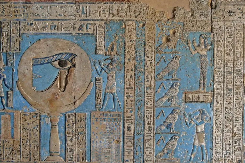 The Eye of Horus painted on the ceiling at Dendera