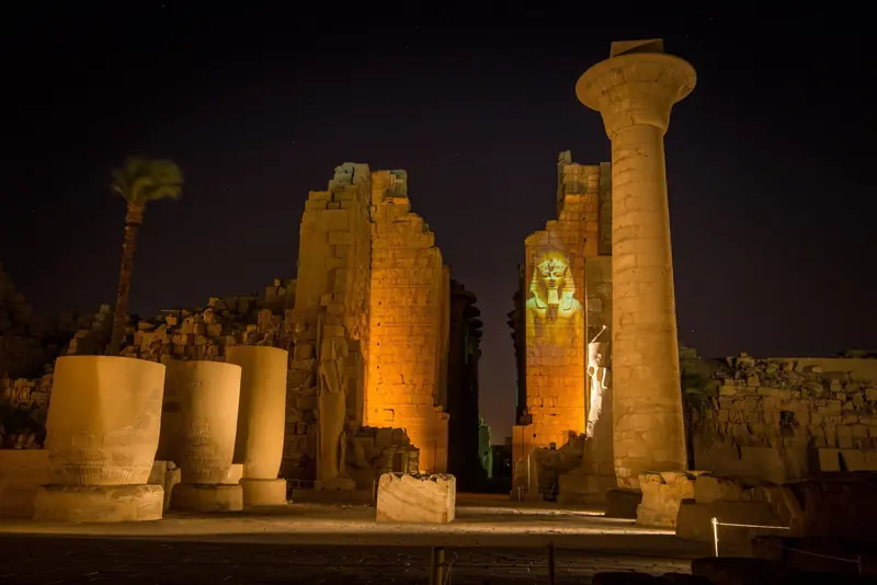 Karnak Temple lit up at night