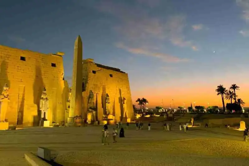 The entrance pylon of Luxor Temple in the evening light