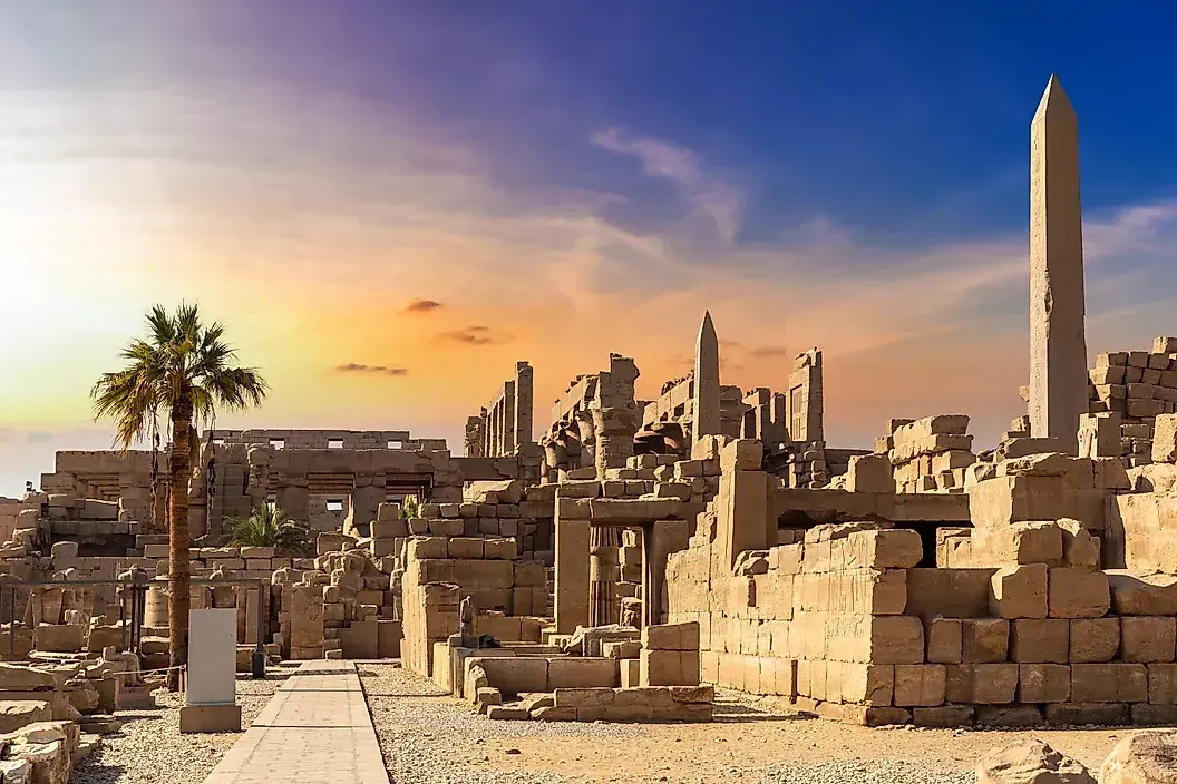 Obelisks rising above the ruins of Karnak Temple