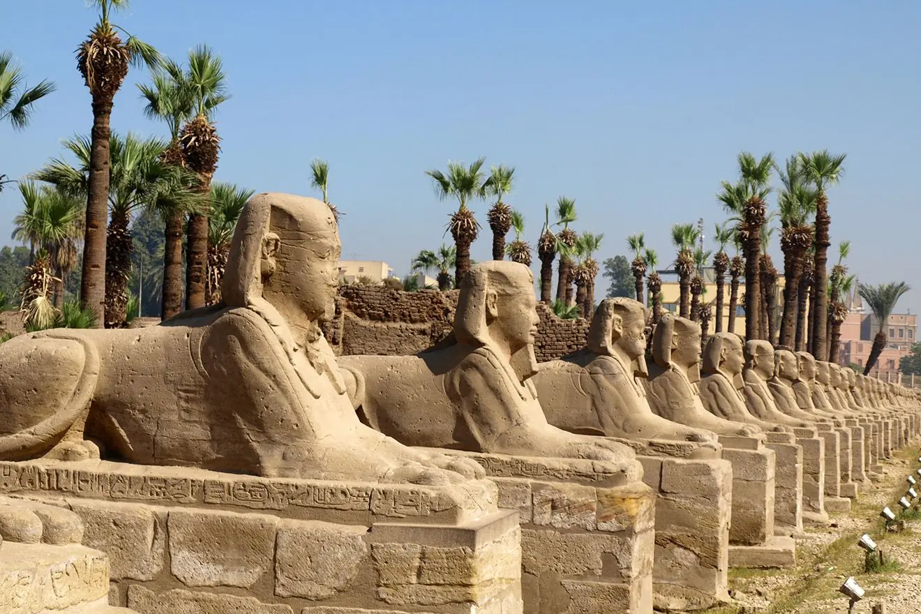 The avenue of sphinxes at Luxor Temple