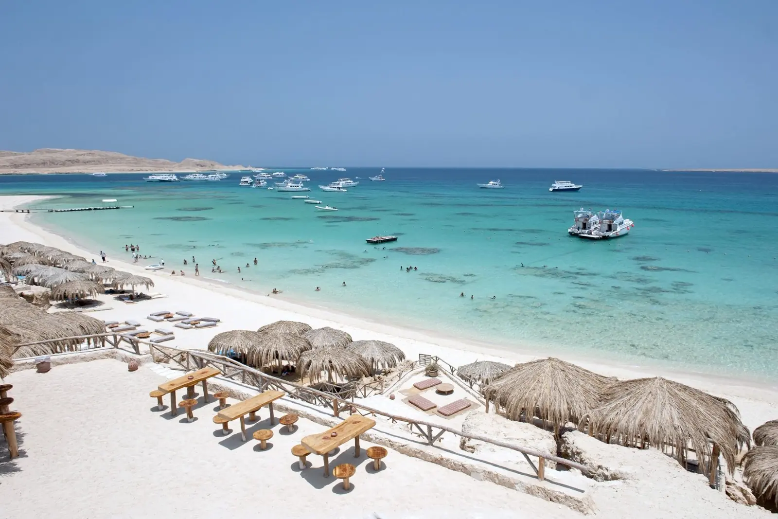 Clear water and beach at Mahmya Island near Hurghada