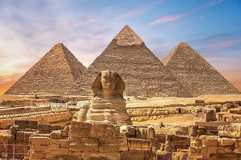 The Sphinx and the three Pyramids of Giza